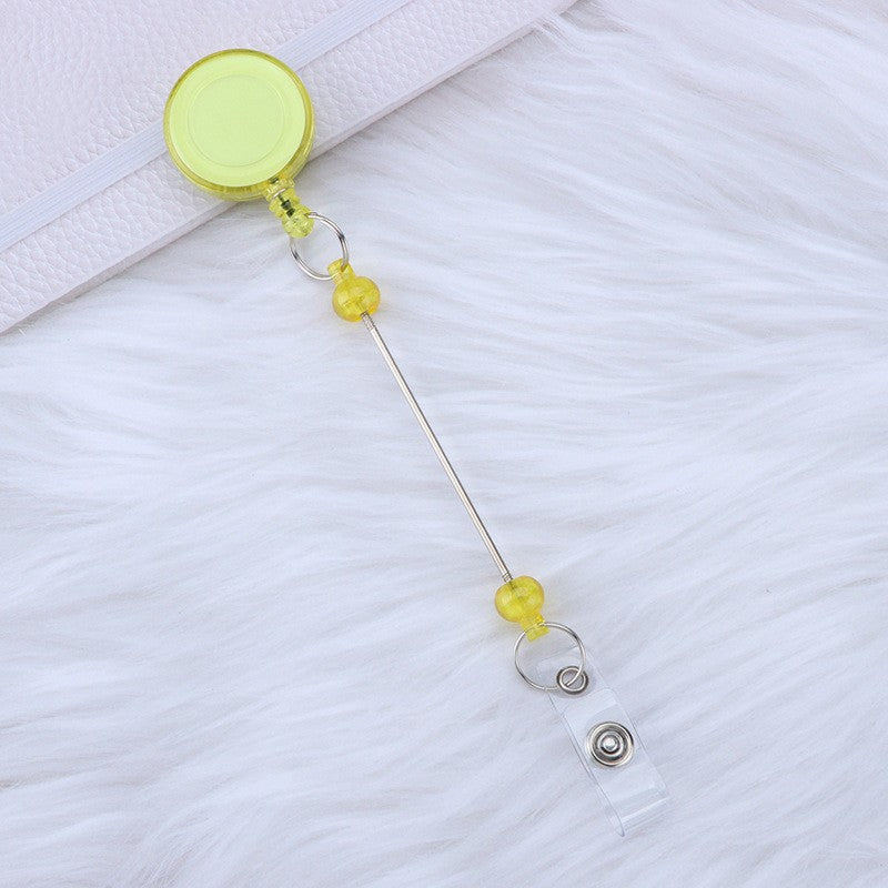 Wholesale Beadable Badge Reels Identification Easy To Pull Buckle DIY Beaded Plastic Keychain